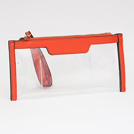 Transparent Flap Wristlet Pouch / Clutch Bag