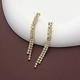 Rhinestone Paved Linear Dropdown Evening Earrings