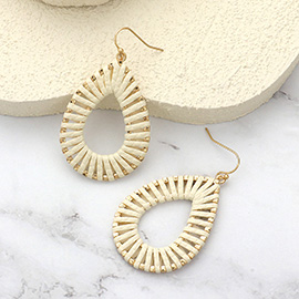 Raffia Wrapped Teardrop Dangle Earrings