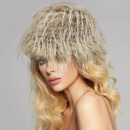 Faux Fur Feather Bucket Hat