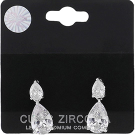 Teardrop CZ Stone Dangle Evening Earrings