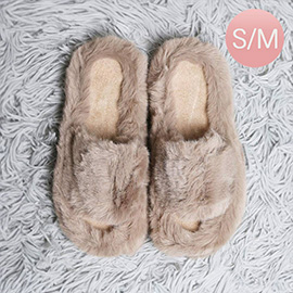 Fuzzy Solid Color Open Toe Indoor Floor Slippers