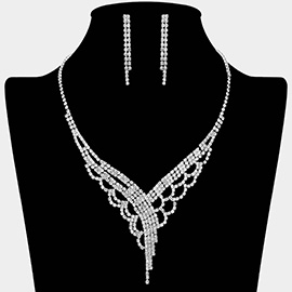 Rhinestone Paved Y Shaped Necklace