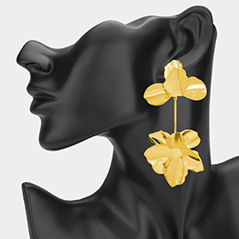 Metal Flower Petal Dropdown Earrings