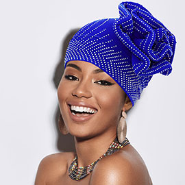 Bling Studded Flower Pointed Turban Hat