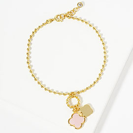 Gold Dipped Double Quatrefoil Charm Bracelet