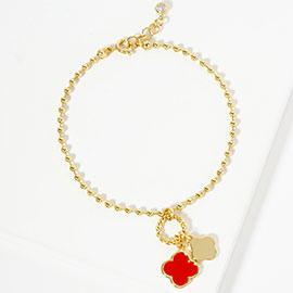 Gold Dipped Double Quatrefoil Charm Bracelet