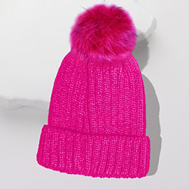 Cable Knit Pom Pom Beanie Hat