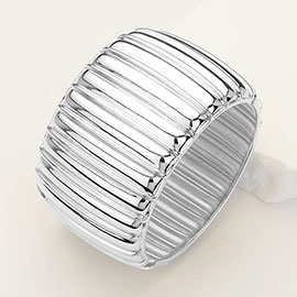 Metal Ribbed Hinged Bangle Bracelet