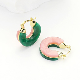 14K Gold Dipped Small Chunky Resin Pin Catch Earrings