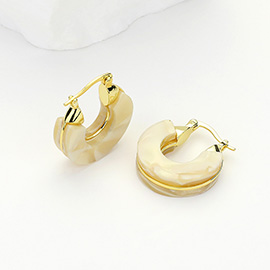 14K Gold Dipped Small Chunky Resin Pin Catch Earrings