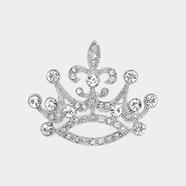 Rhinestone Embellished Crown Pin Brooch