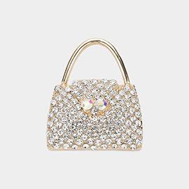 Rhinestone Embellished Handbag Pin Brooch