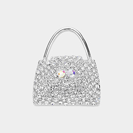 Rhinestone Embellished Handbag Pin Brooch