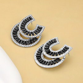 Stone Embellished Double Horseshoe Earrings