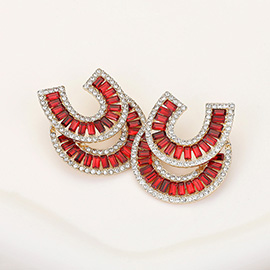 Stone Embellished Double Horseshoe Earrings