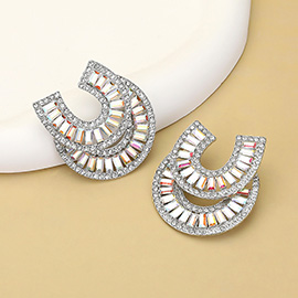 Stone Embellished Double Horseshoe Earrings