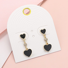 Enamel Heart Mini Shamballa Ball Link Dropdown Dangle Earrings