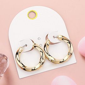 Metal Twisted Huggie Hoop Earrings