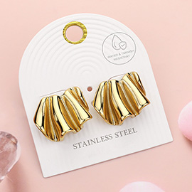 Stainless Steel Folded Stud Earrnigs