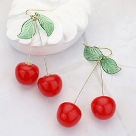 14K Gold Dipped Hypoallergenic Cherry Drop Dangle Earrings