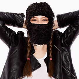 Distressed Fuzzy Winter Balaclava Mask Hat