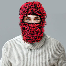 Distressed Fuzzy Winter Balaclava Mask Hat