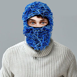 Distressed Fuzzy Winter Balaclava Mask Hat