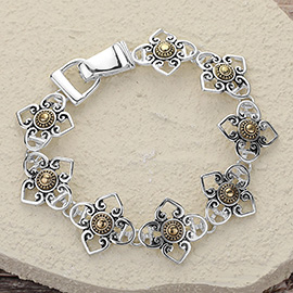 Two Tone Metal Flower Link Magnetic Closure