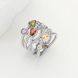 Multi Color Shaped CZ Stone Ring