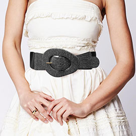 Fabric Covered Buckle Accented Elastic Belt