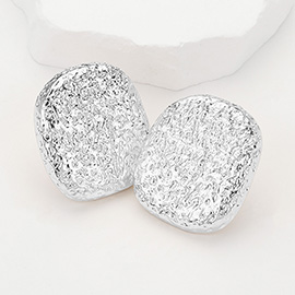 Textured Metal Pebble Clip On Earrings