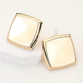 Metal Square Clip On Earrings