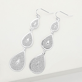 Triple Sparkly Teardrop Link Dropdown Earrings