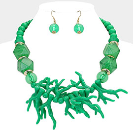 Celluloid Acetate Coral Branch Bib Necklace