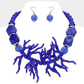 Celluloid Acetate Coral Branch Bib Necklace