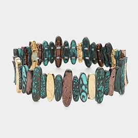 Textured Elongated Metal Stretch Bracelet