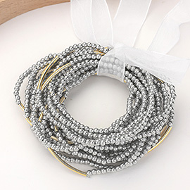 20PCS - Metal Ball Beaded Stretch Multi Layered Bracelets