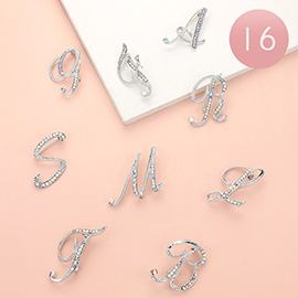 16PCS - Stone Paved Monogram Initial Letter Pin Brooches