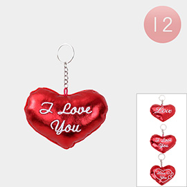 12PCS - Love Heart Plush Keychains