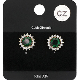 CZ Round Stone Evening Stud Earrings