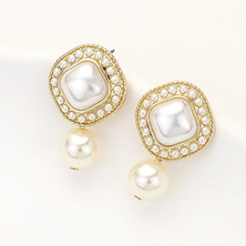 Pearl Dangle Cluster Earrings