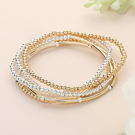 5PCS - Metal Ball Beaded Multi Layered Bracelets