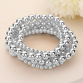 5PCS - Metal Ball Stretch Multi Layered Bracelets