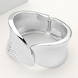 Textured Metal Hinged Bangle Bracelet