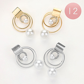 12Pairs - Double Pearl Ring Earrings