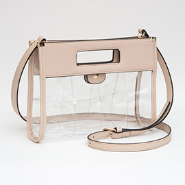 Faux Leather Transparent Crossbody Bag