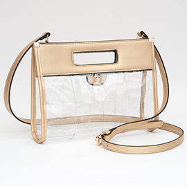 Faux Leather Transparent Crossbody Bag