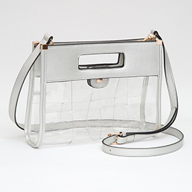 Faux Leather Transparent Crossbody Bag