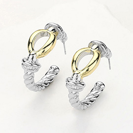 14K Gold Plated Two Tone Loop Hoop Earrings